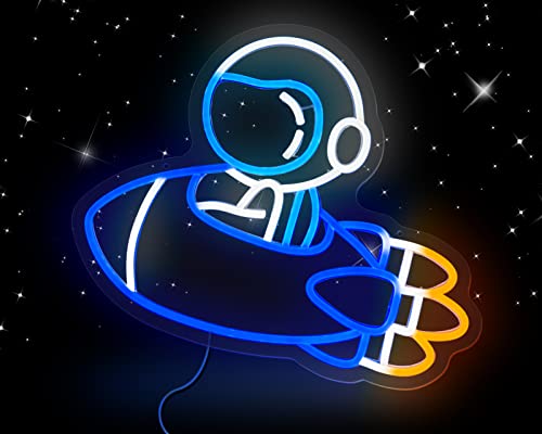 Astronaut and Rocket Neon Sign