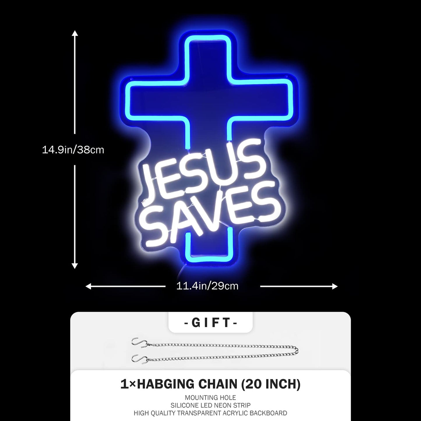 Cross Neon Signs Jesus Saves LED Sign