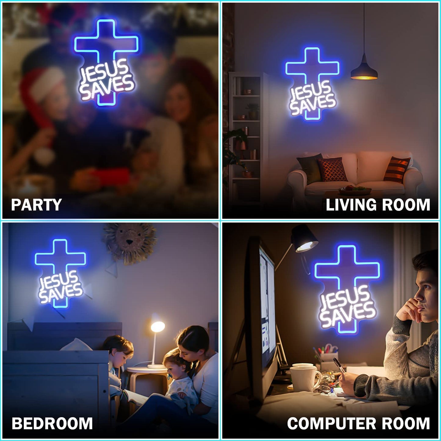 Cross Neon Signs Jesus Saves LED Sign