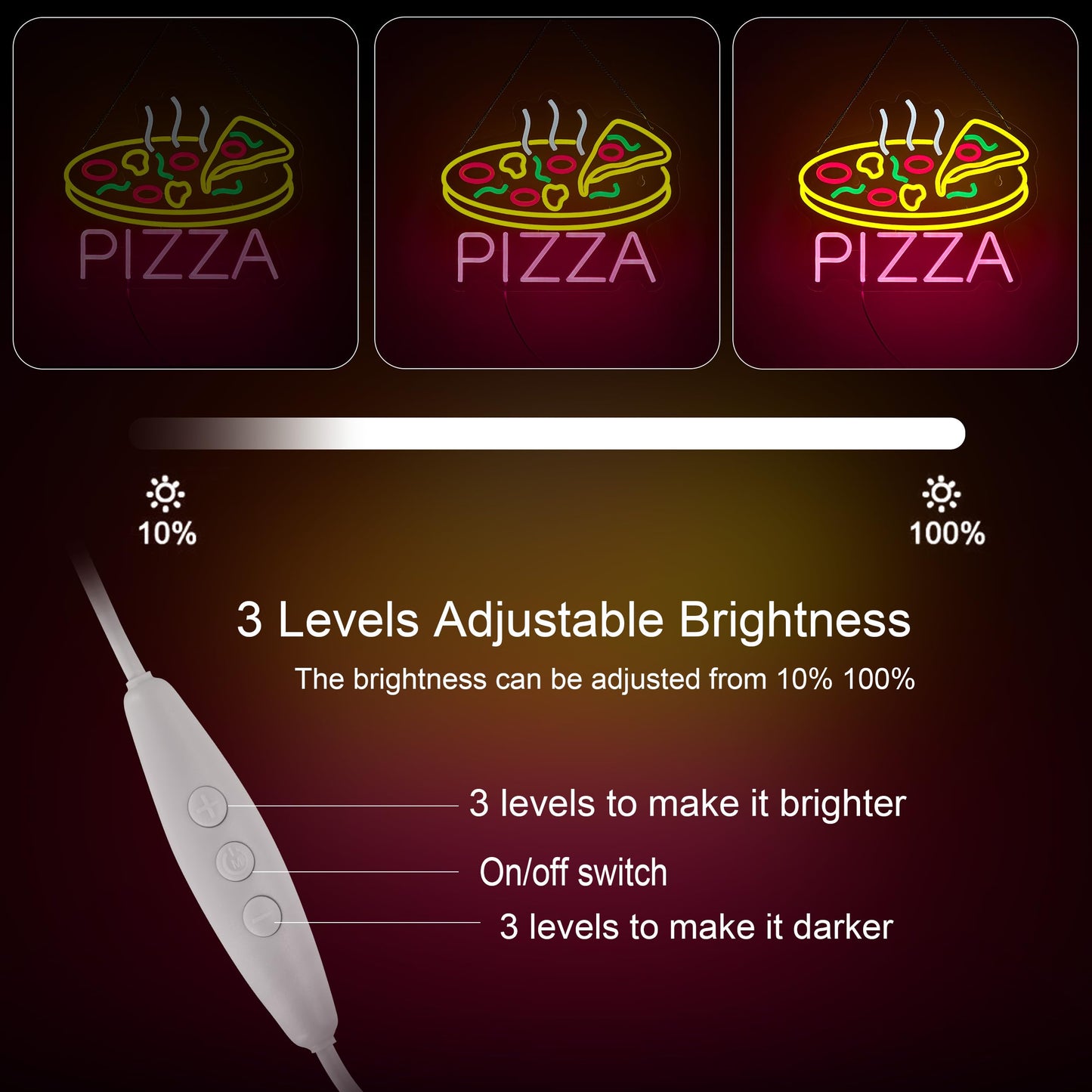 Pizza Neon Sign for Wall Décor Restaurant Food LED Neon Sign