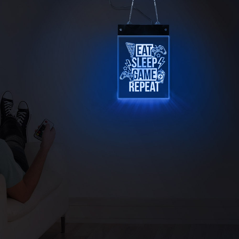 Eat Sleep Game Repeat LED Neon Wall Sign