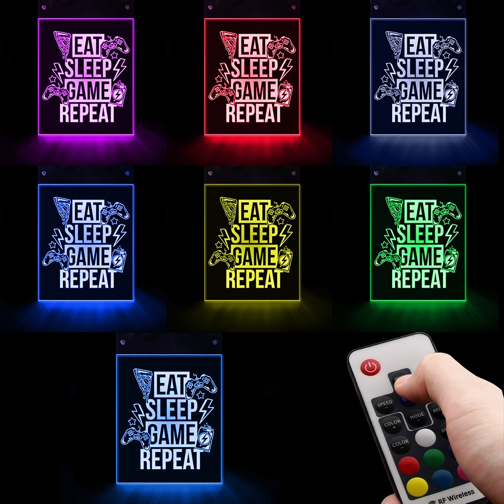 Eat Sleep Game Repeat LED Neon Wall Sign