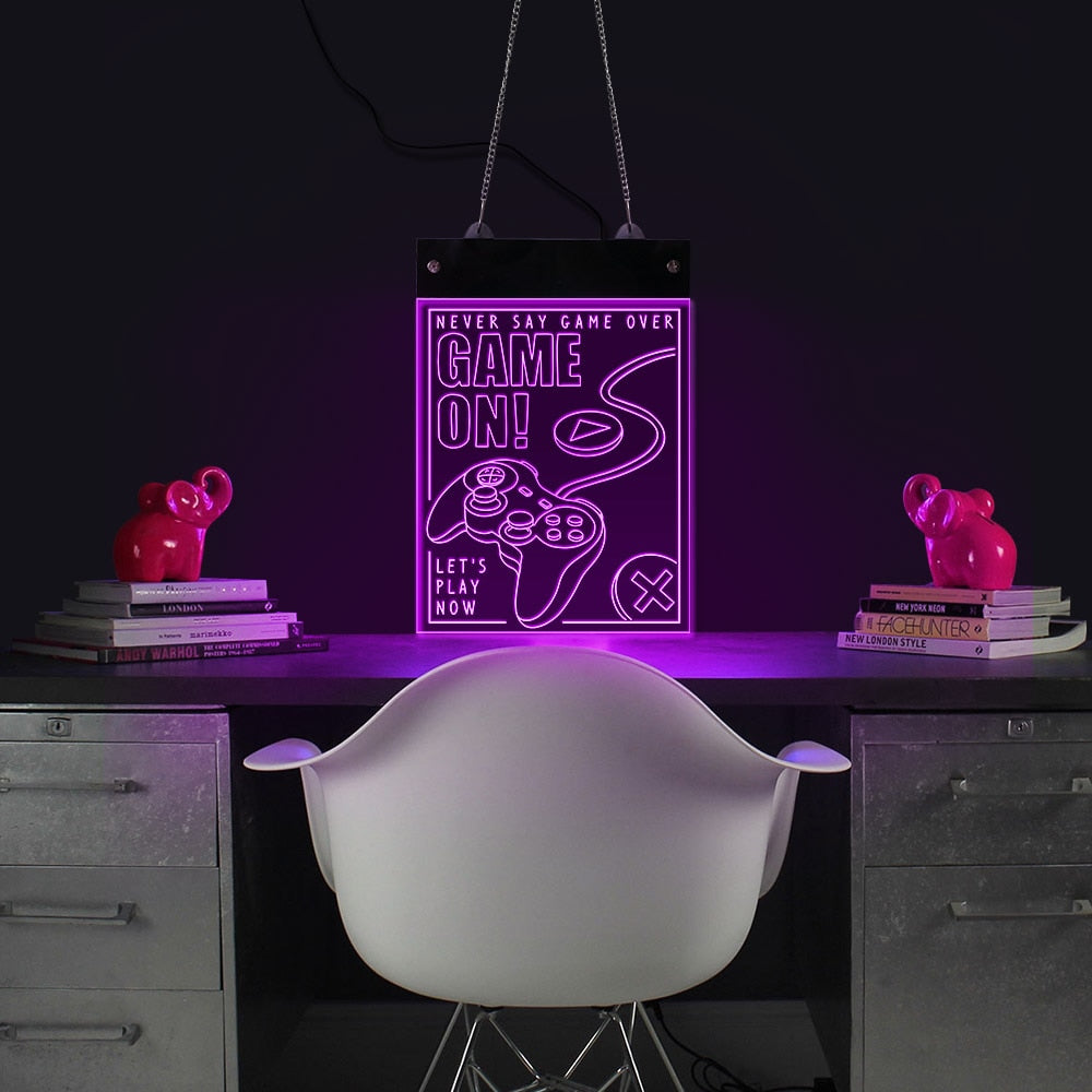 Game On LED Lighting Wall Neon Sign Acrylic Display Board