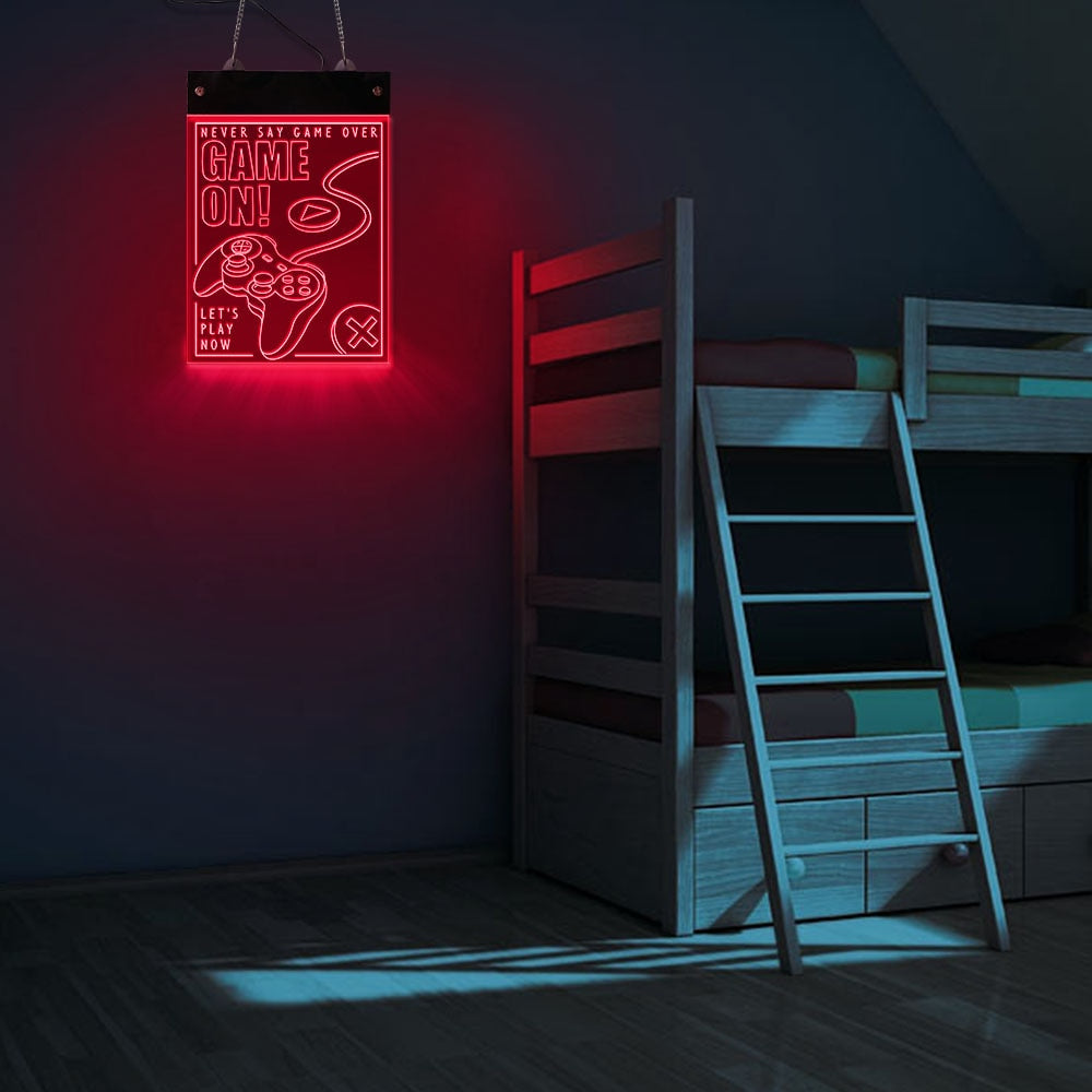 Game On LED Lighting Wall Neon Sign Acrylic Display Board