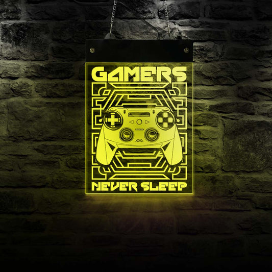 Gamers Never Sleep Gaming Electronic LED Neon Sign