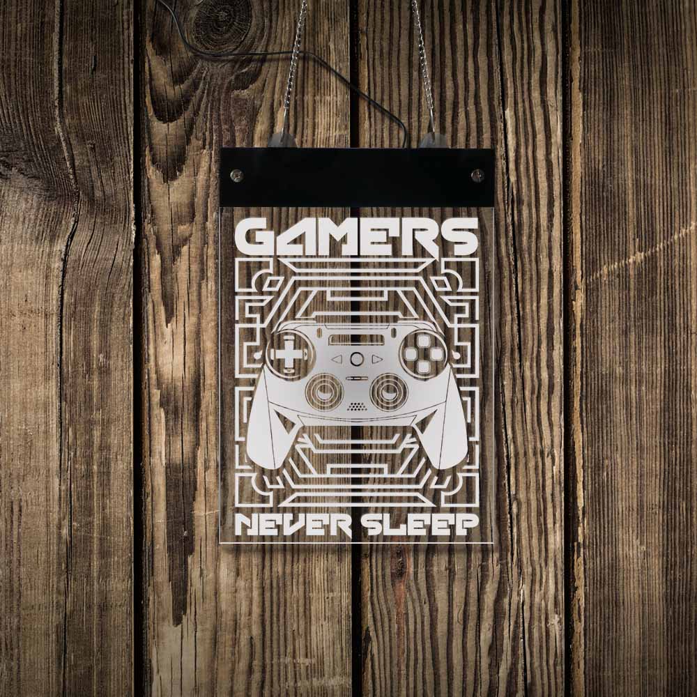 Gamers Never Sleep Gaming Electronic LED Neon Sign