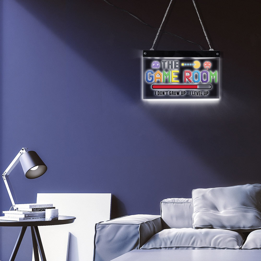 I Don't Grow Up I Lever Up Game Room Decor LED Lighted Wall Sign