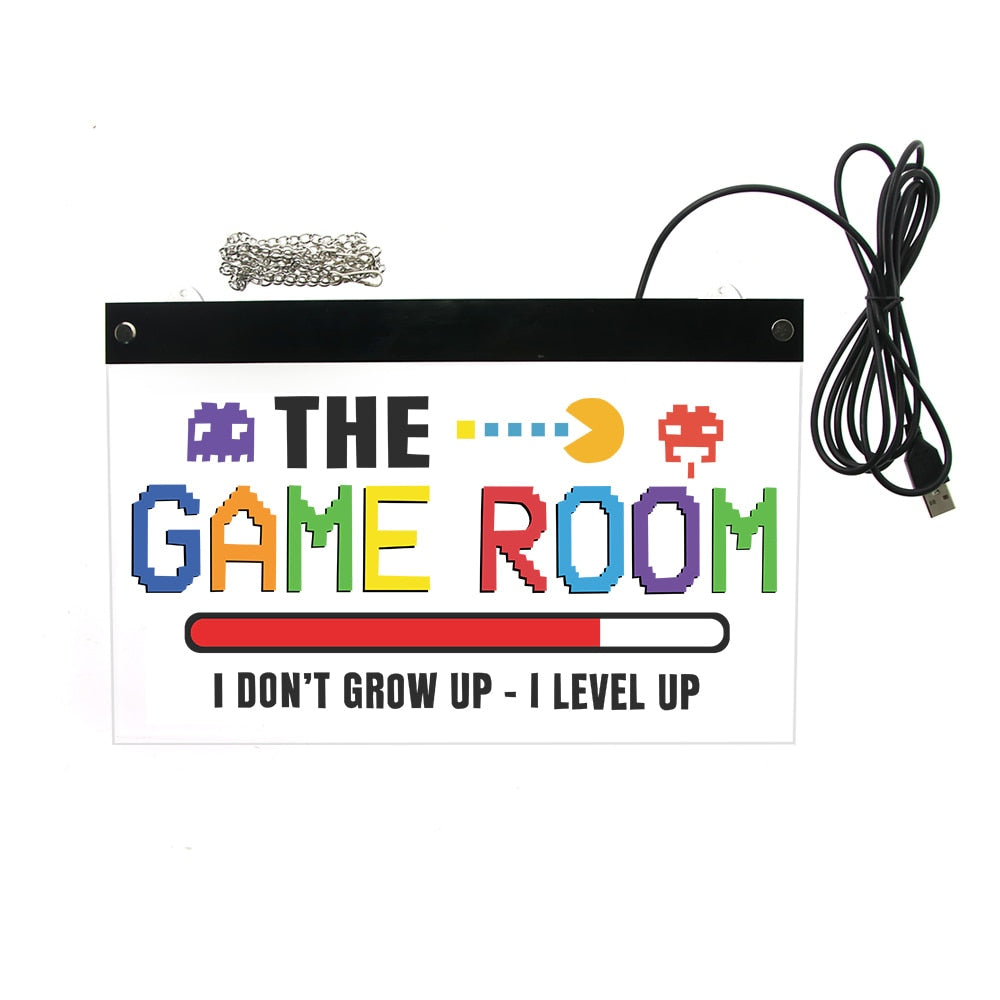 I Don't Grow Up I Lever Up Game Room Decor LED Lighted Wall Sign