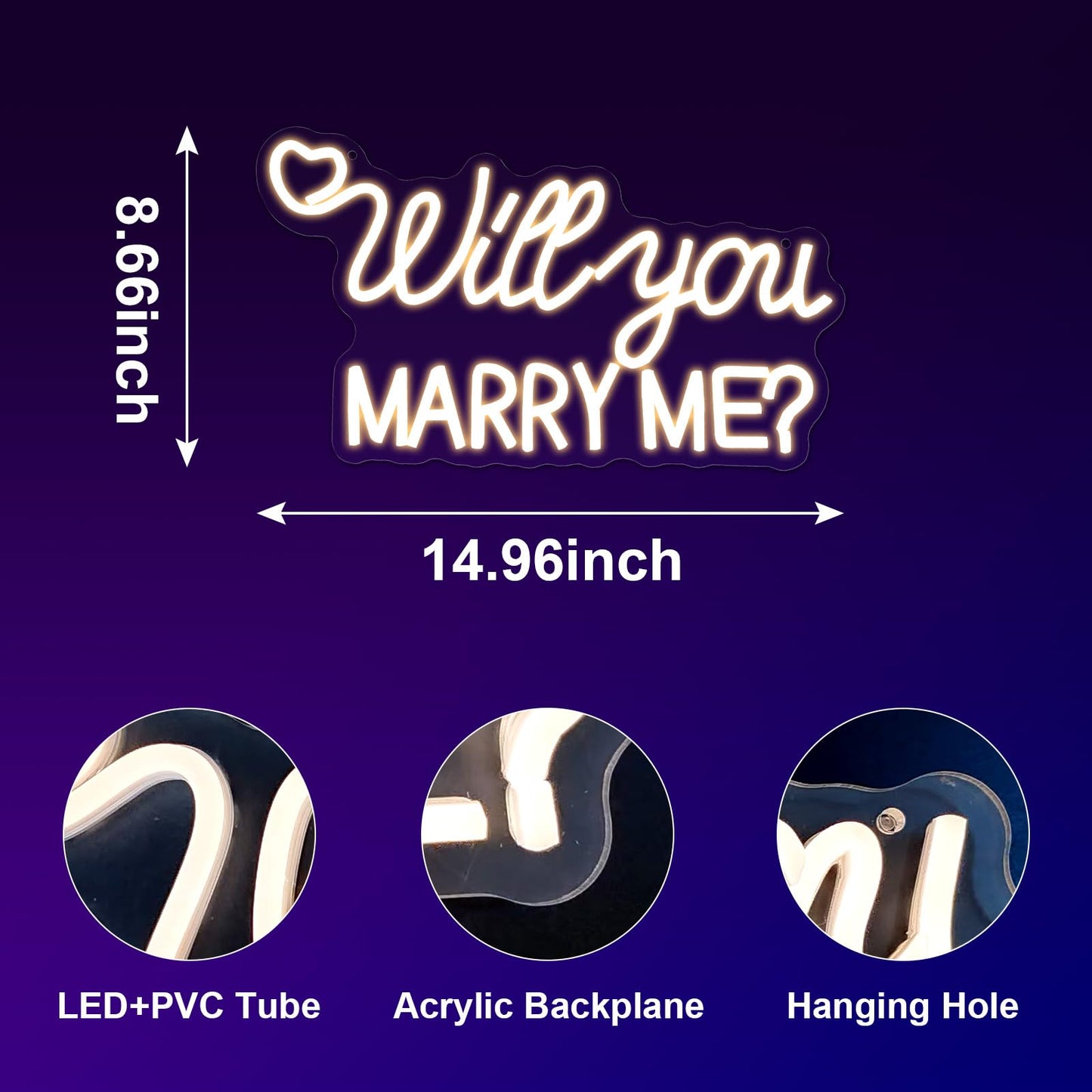 Will You Marry Me Neon Sign Proposal Engagement LED Neon Sign