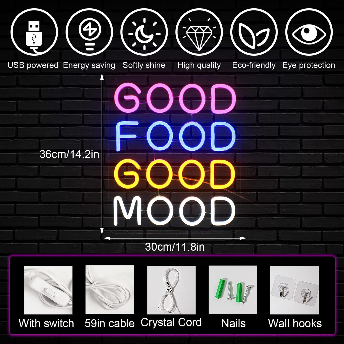 Good Food Good Mood Neon Sign