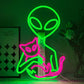 Alien with Cat Neon Sign Space Aliens ET Neon Wall Signs