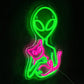 Alien with Cat Neon Sign Space Aliens ET Neon Wall Signs