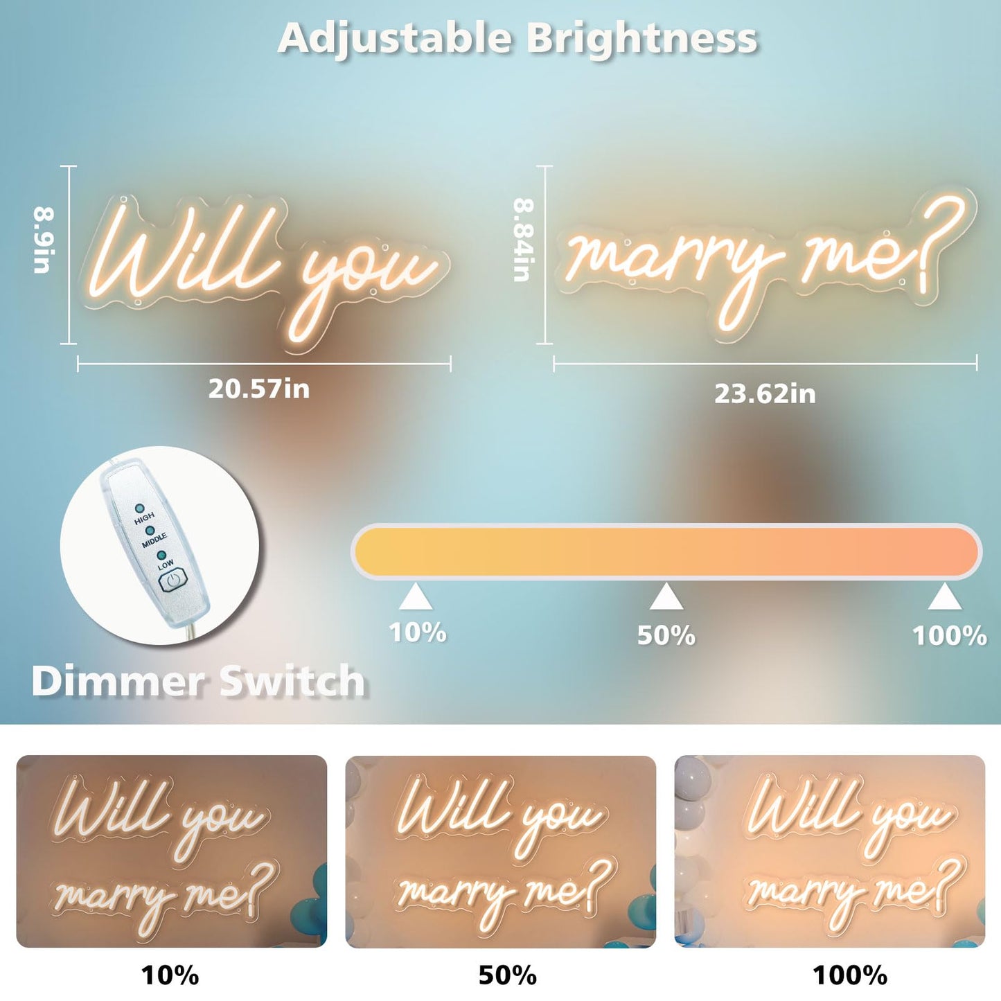 Will You Marry Me Neon Sign Engagement Proposal LED Neon Sign