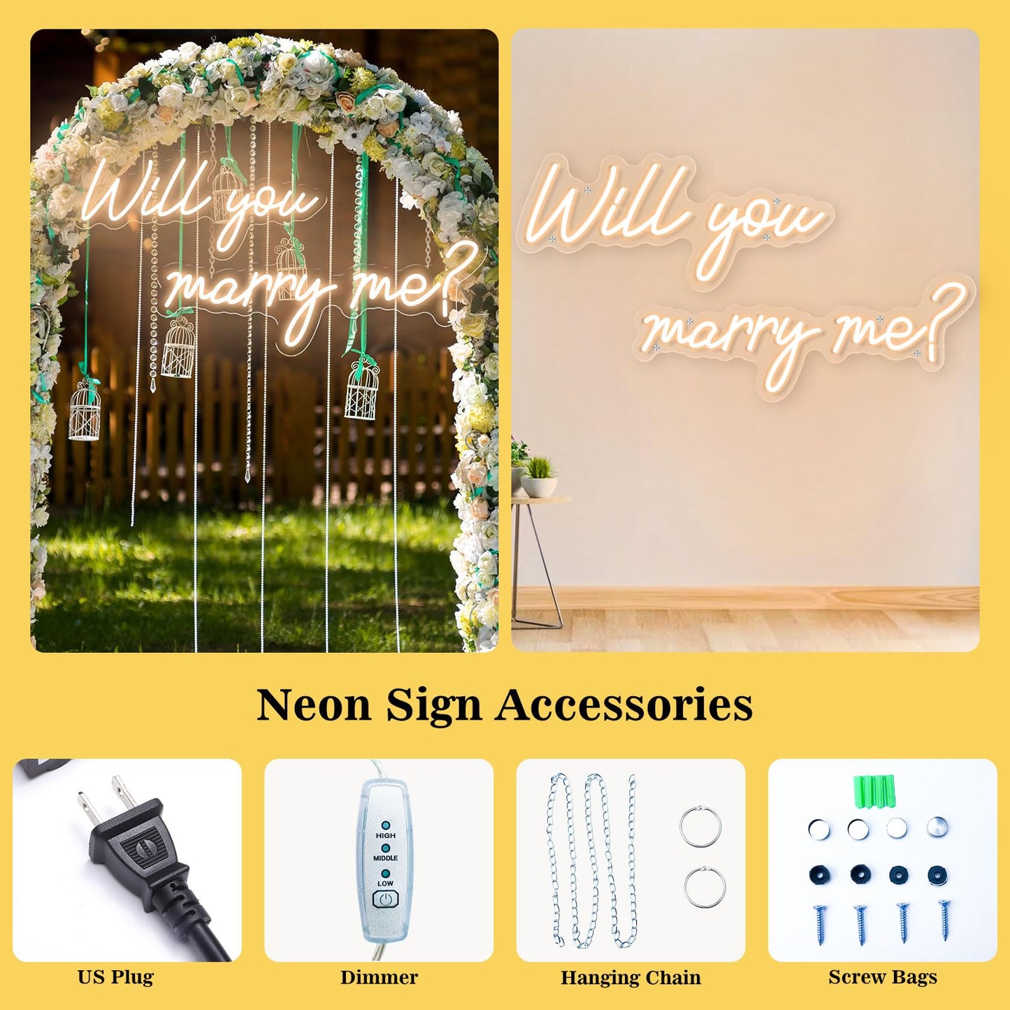 Will You Marry Me Neon Sign Engagement Proposal LED Neon Sign