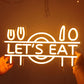 Let's Eat Neon Sign Fork Knife Spoon Plate LED Neon Wall Sign