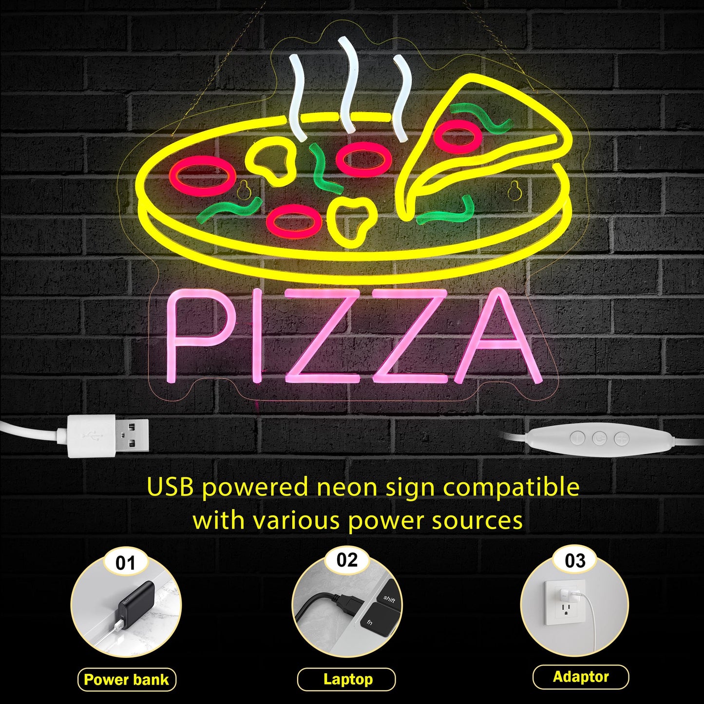 Pizza Neon Sign for Wall Décor Restaurant Food LED Neon Sign