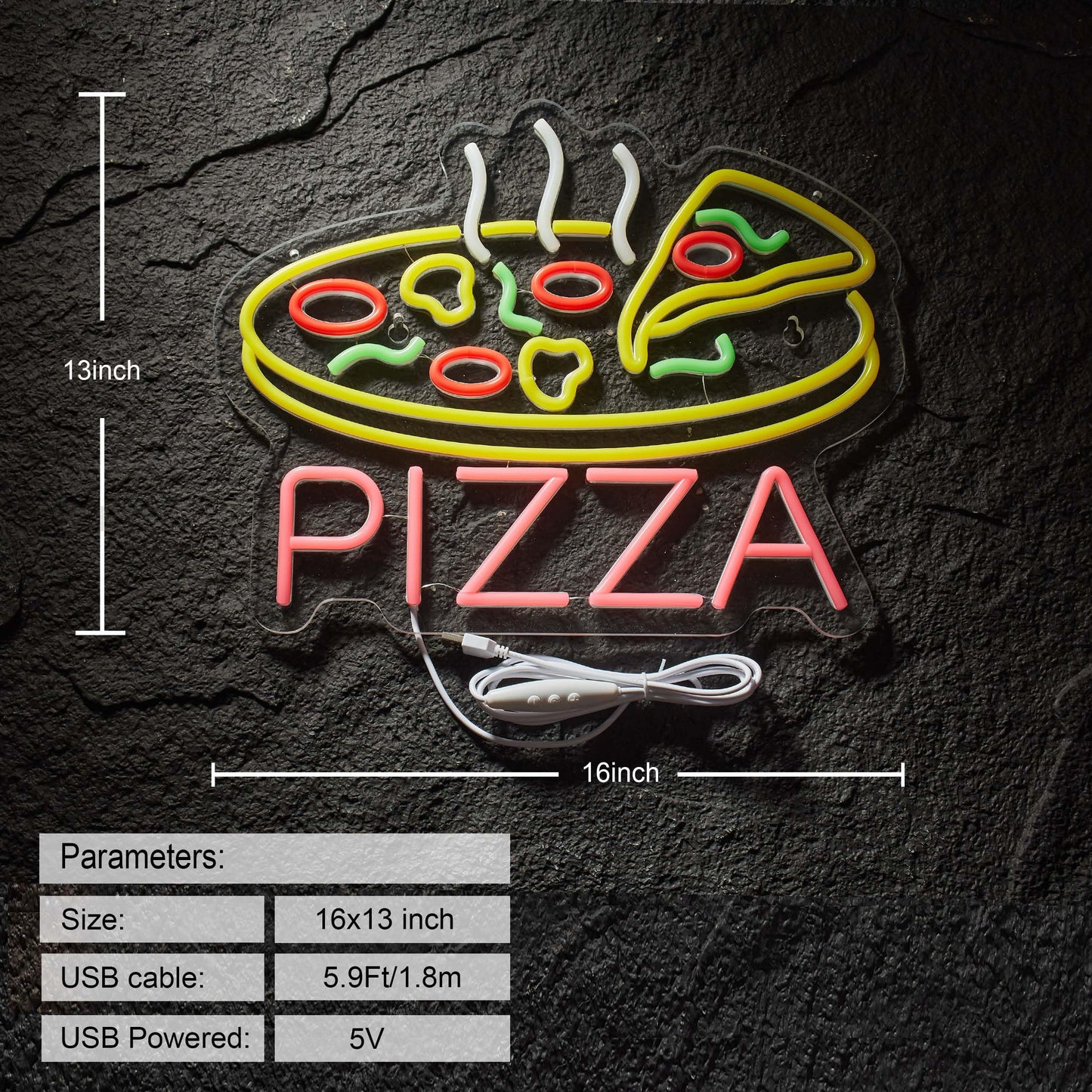 Pizza Neon Sign for Wall Décor Restaurant Food LED Neon Sign