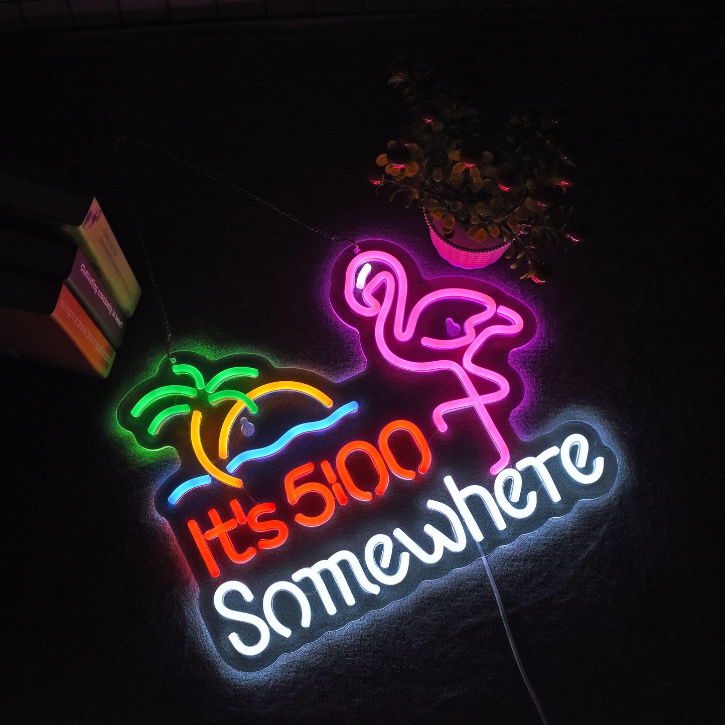 Flamingo Its 5 00 O'clock Somewhere Neon Sign Beer Neon Sign