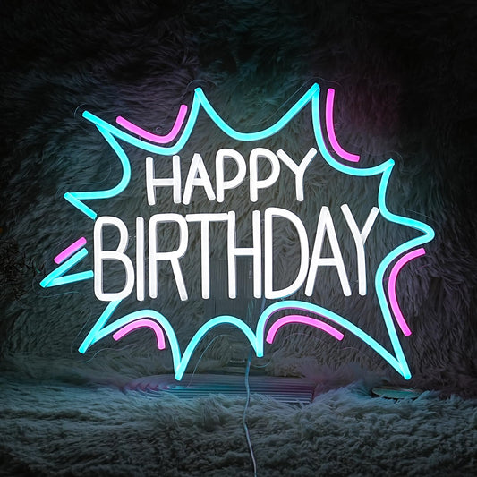 Happy Birthday Neon Sign Dimmable Celebrate Birthday Neon Light