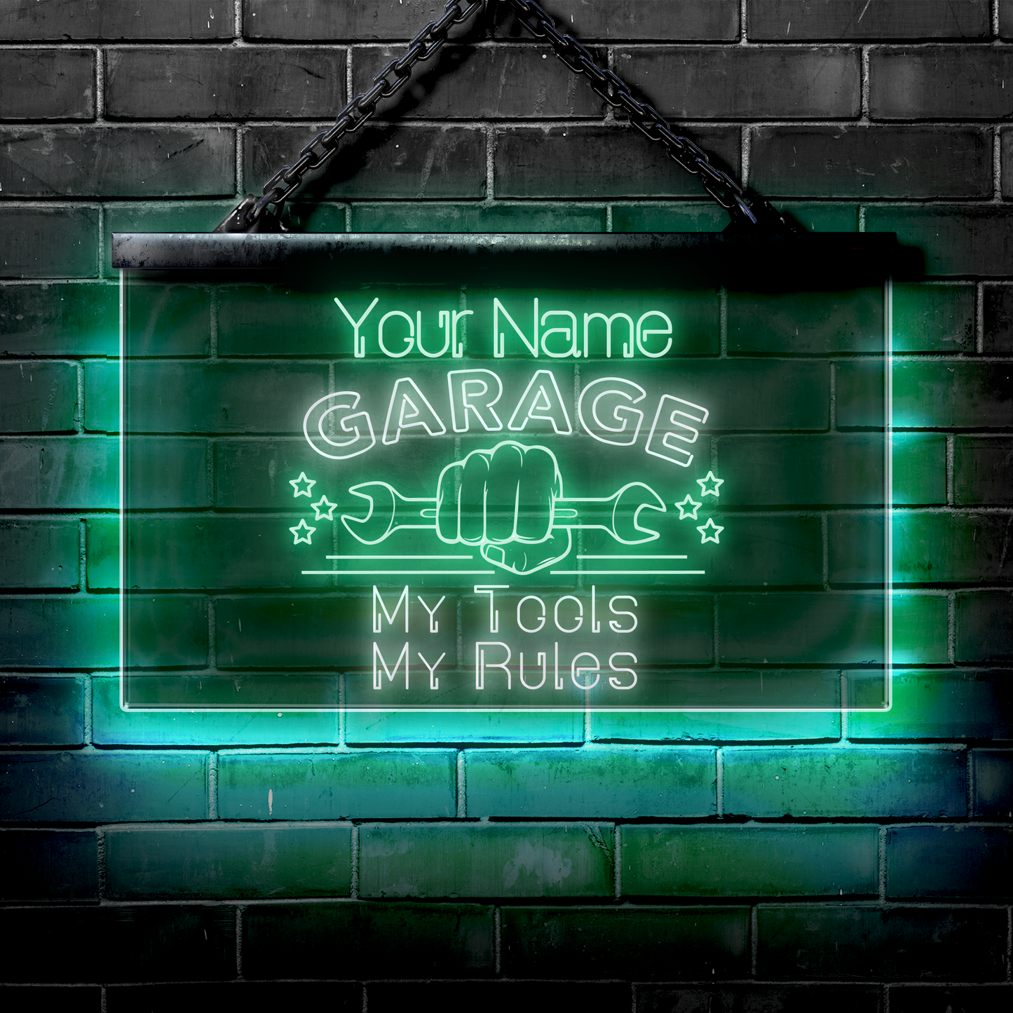 Personalized LED Garage Sign: My Tools My Rules
