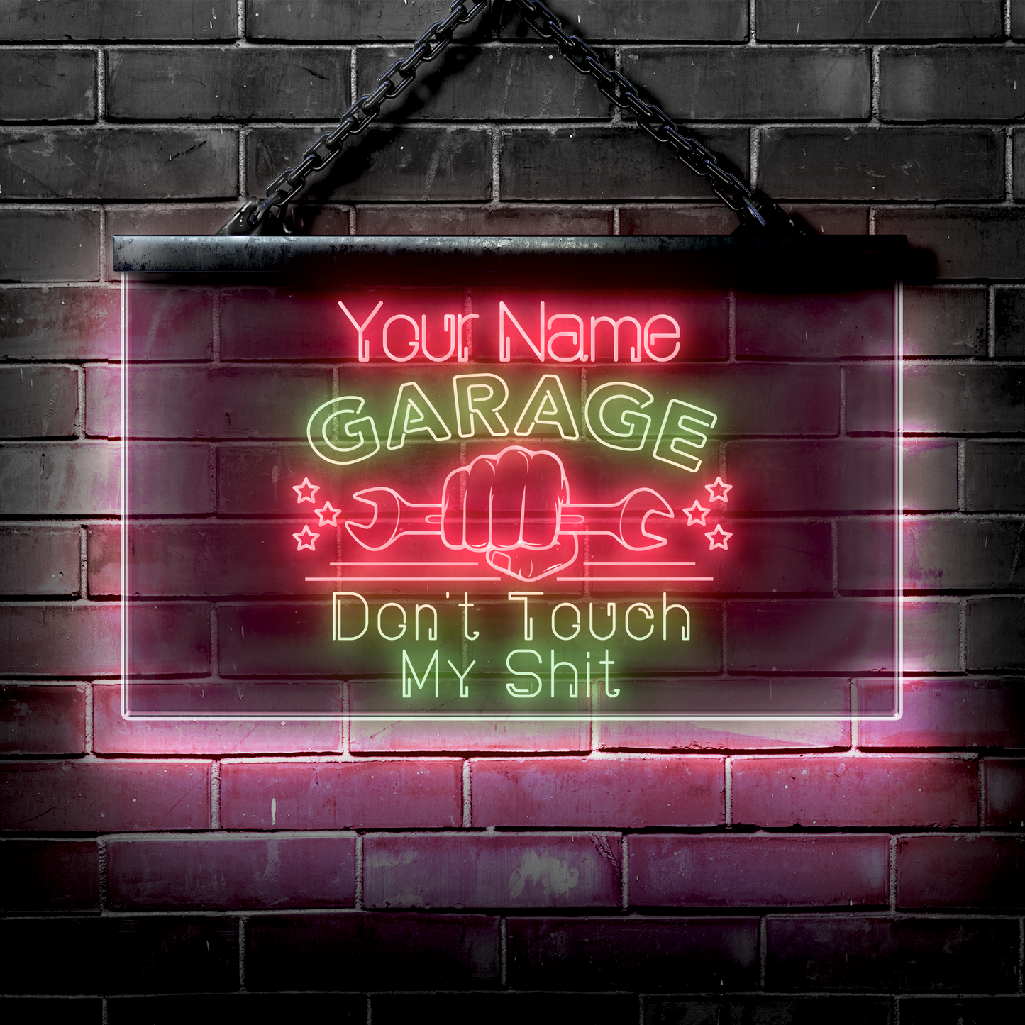 Personalized LED Garage Sign: Don't Touch My Shit