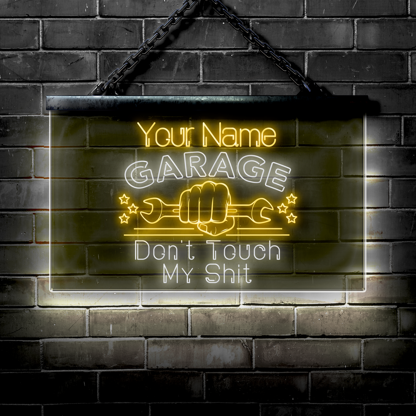 Personalized LED Garage Sign: Don't Touch My Shit