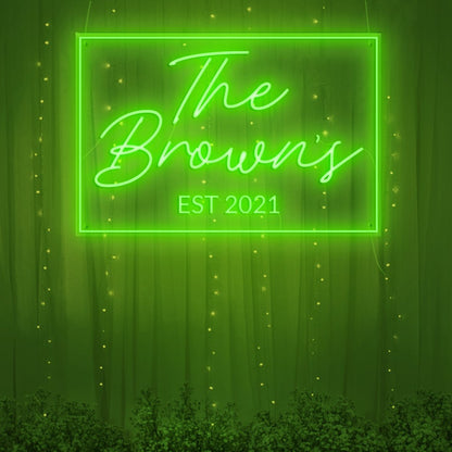 Custom Family Name Est. 2021 Neon Sign