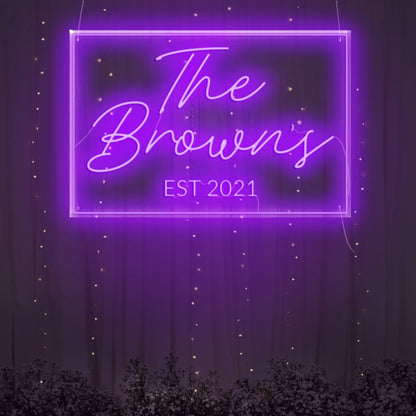 Custom Family Name Est. 2021 Neon Sign