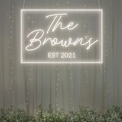 Custom Family Name Est. 2021 Neon Sign