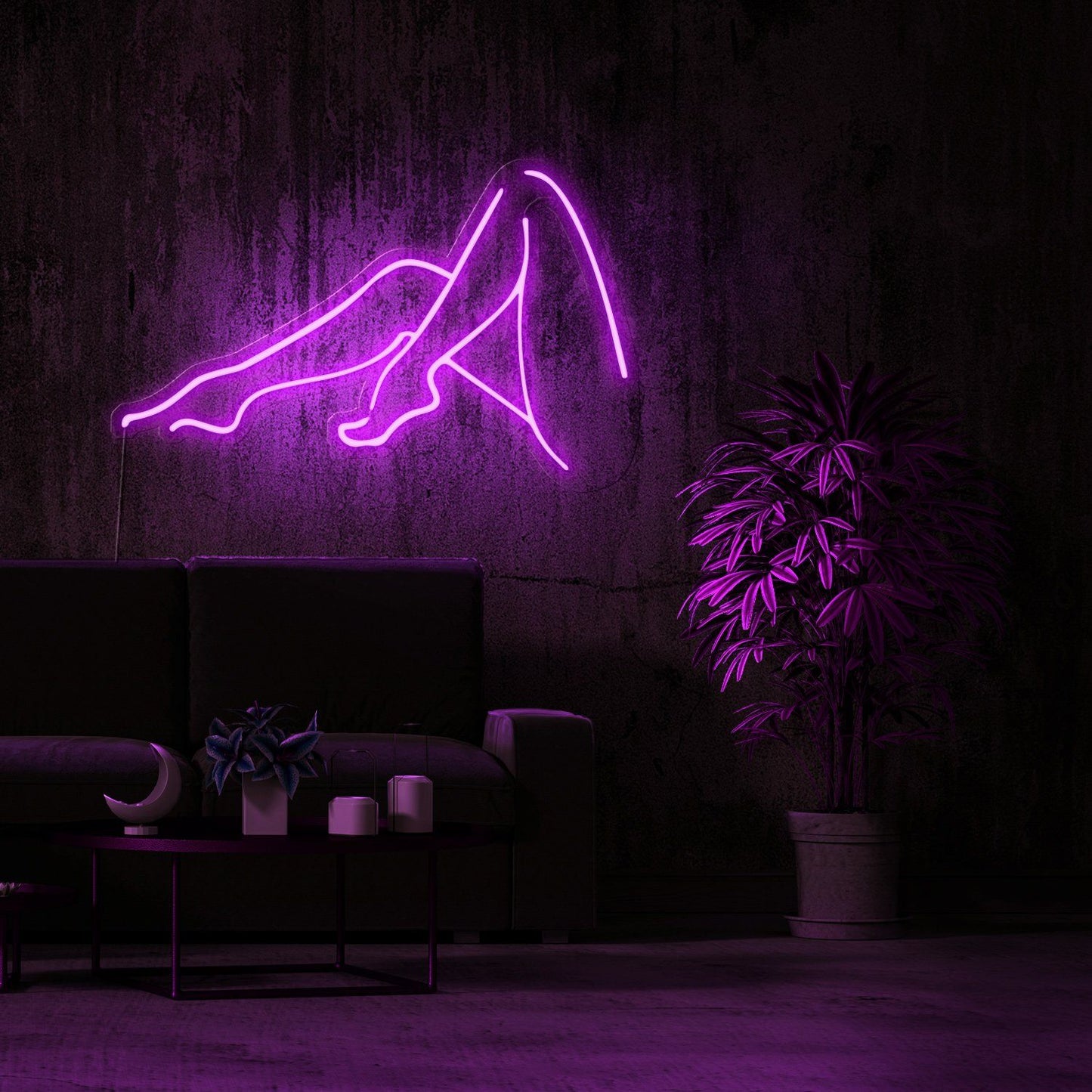 Female Legs Silhouette Neon Sign