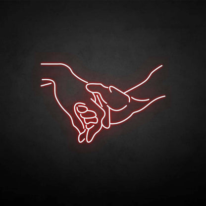 Hand in hand neon sign