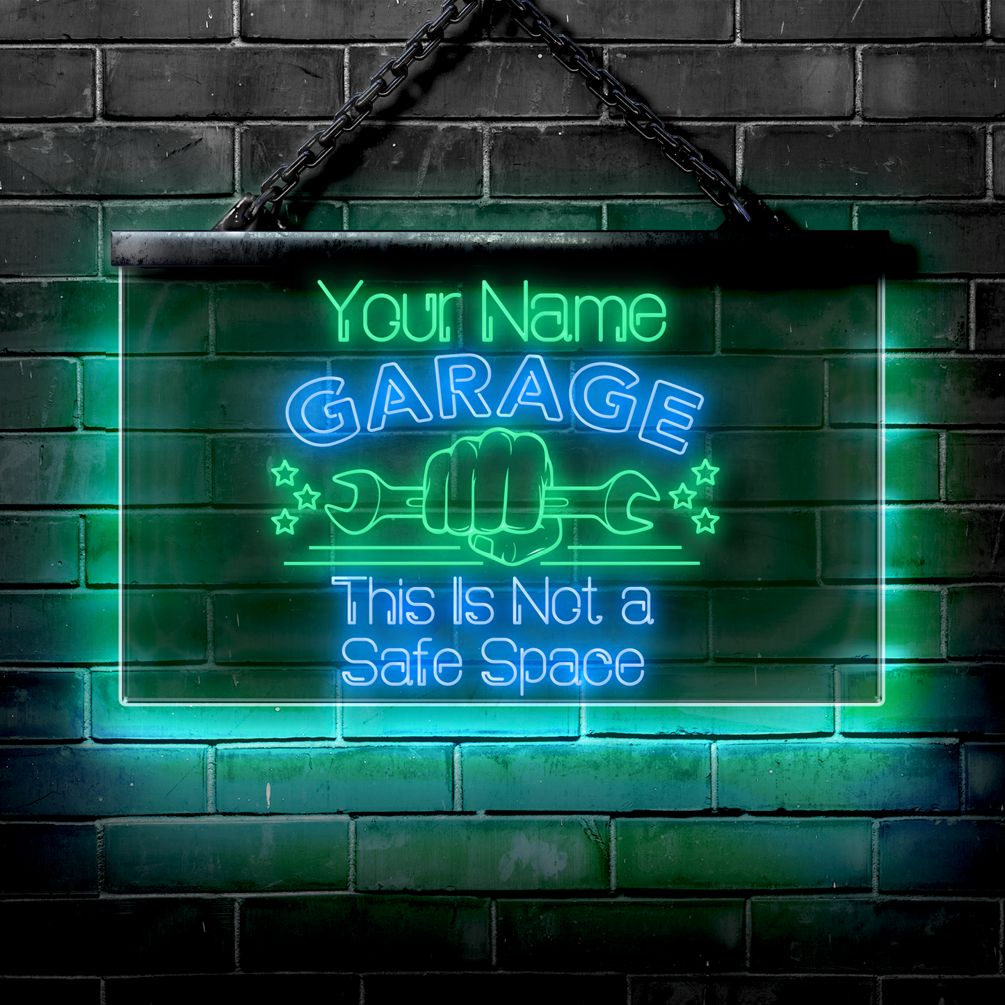 Personalized LED Garage Sign: This Is Not a Safe Space