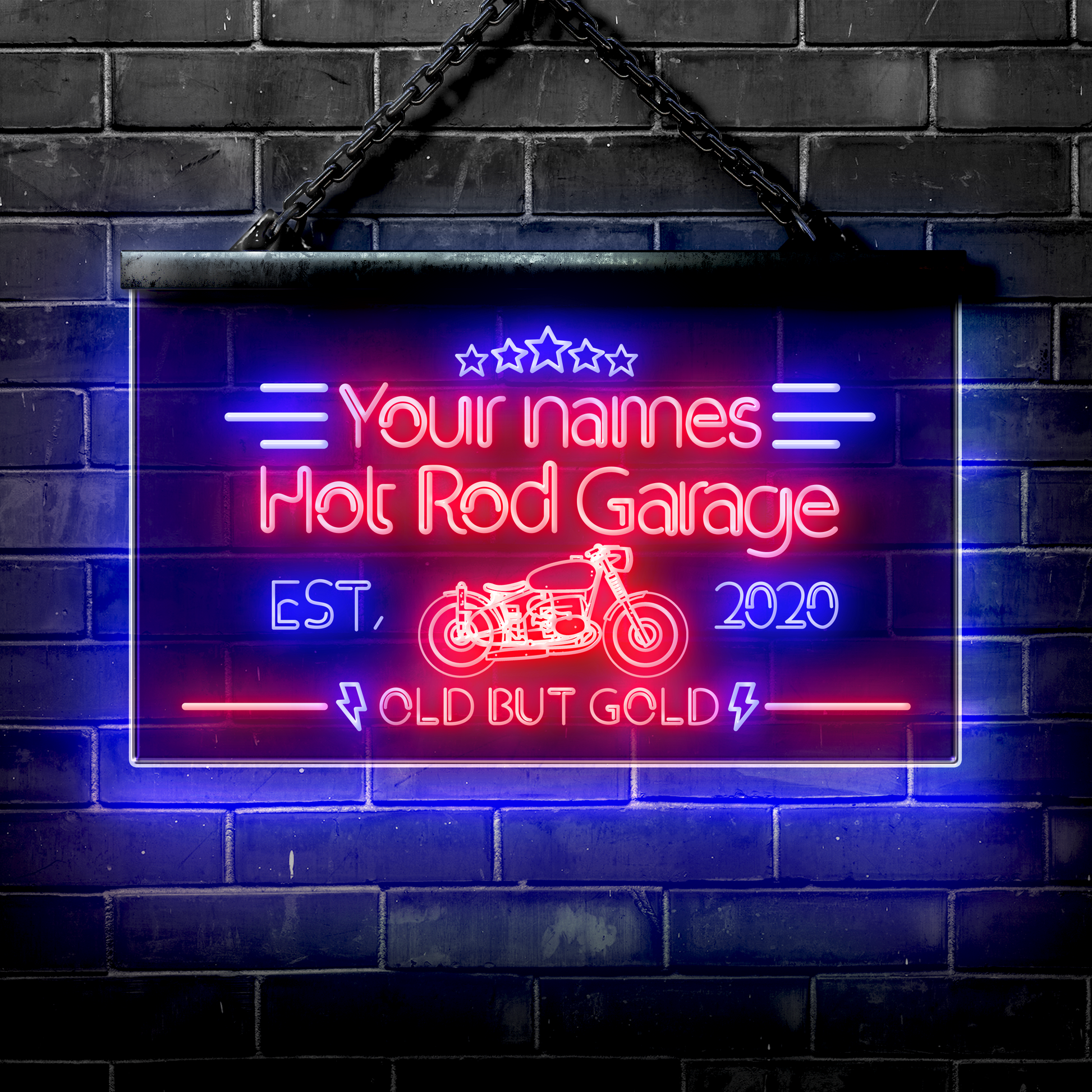 Customized LED Garage Sign: Hot Rod Garage – Vibe Neon Signs