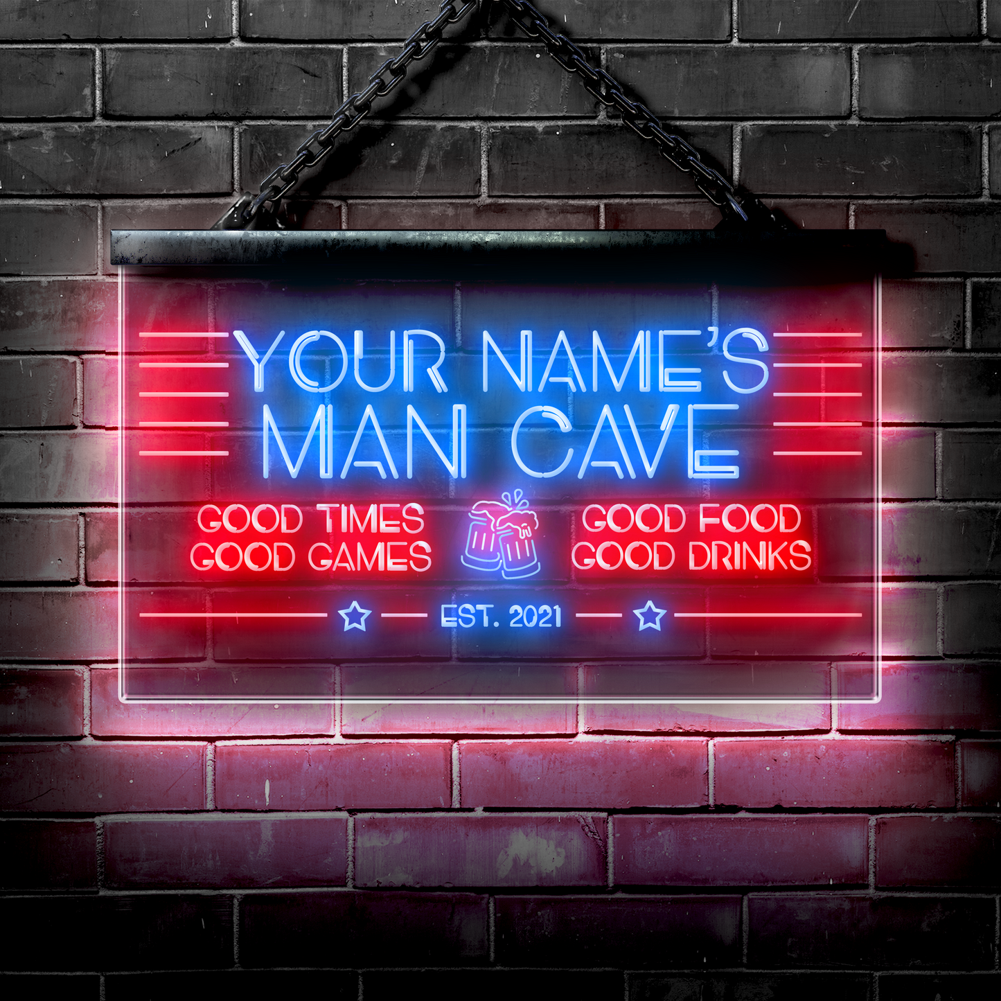 Customized LED Bar Sign: Man Cave Bar Good Times