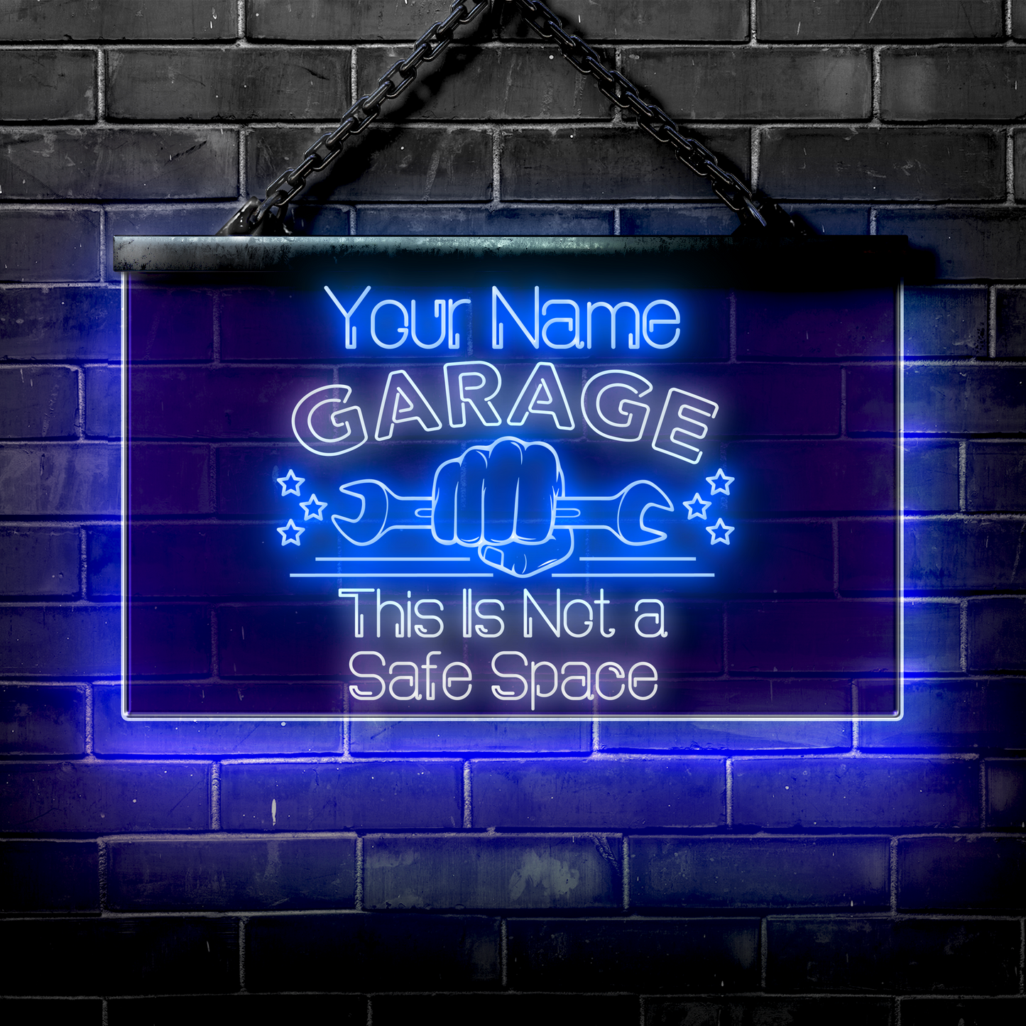 Personalized LED Garage Sign: This Is Not a Safe Space