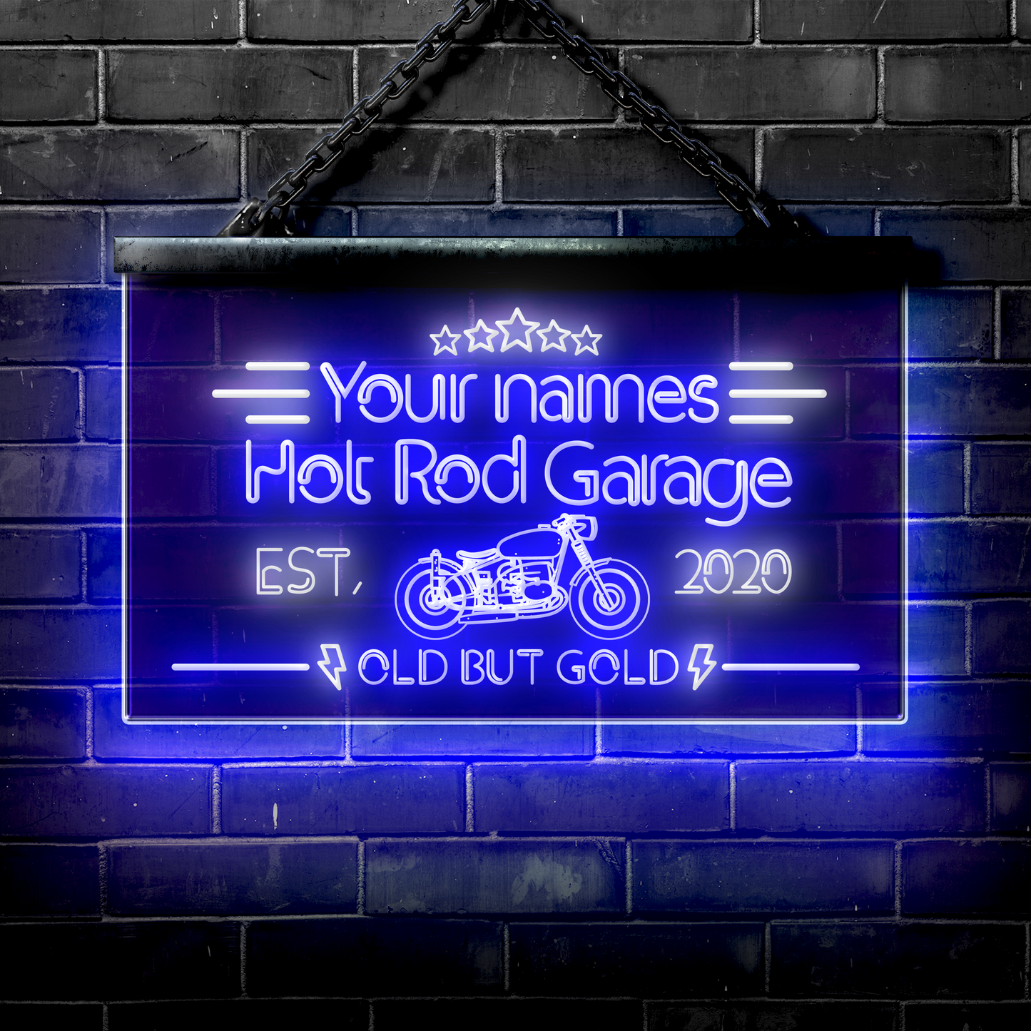 Customized LED Garage Sign: Hot Rod Garage