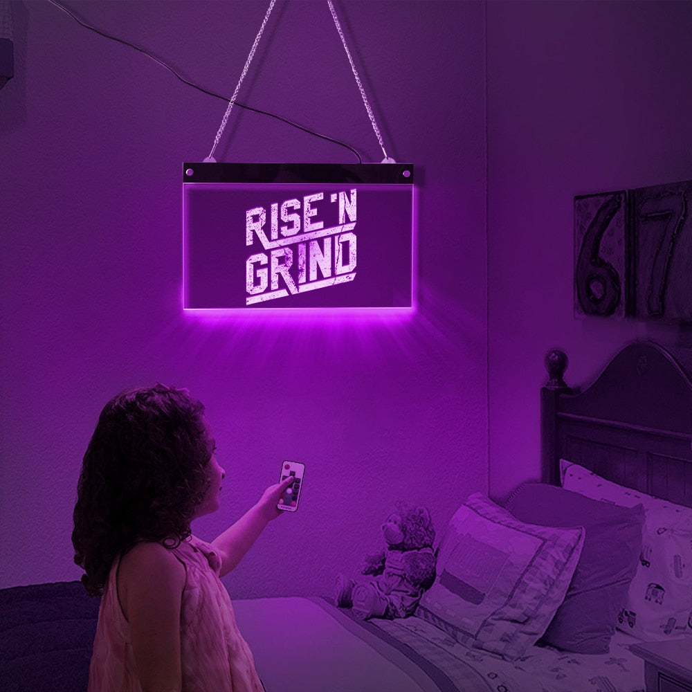 Rise and Grind Quote LED Neon Sign